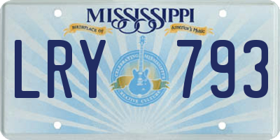 MS license plate LRY793