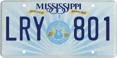 MS license plate LRY801