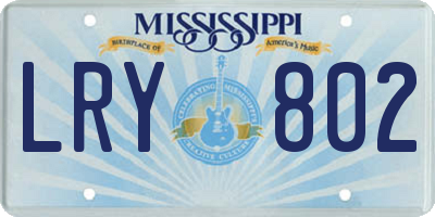 MS license plate LRY802