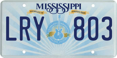 MS license plate LRY803