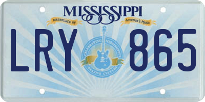 MS license plate LRY865