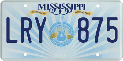 MS license plate LRY875