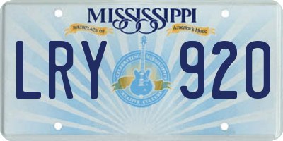 MS license plate LRY920