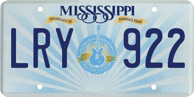 MS license plate LRY922