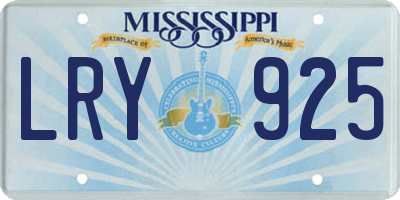 MS license plate LRY925