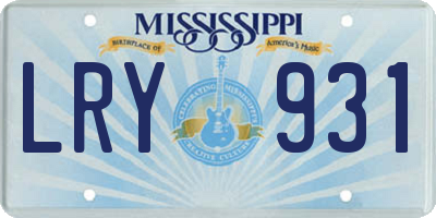MS license plate LRY931