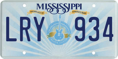 MS license plate LRY934