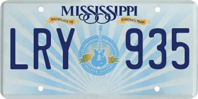 MS license plate LRY935