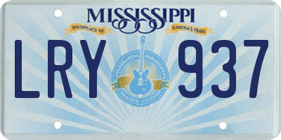 MS license plate LRY937