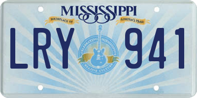 MS license plate LRY941