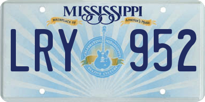 MS license plate LRY952