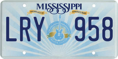 MS license plate LRY958