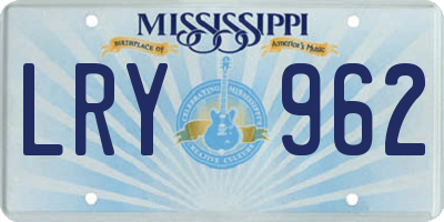 MS license plate LRY962