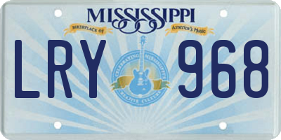 MS license plate LRY968