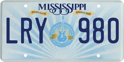 MS license plate LRY980