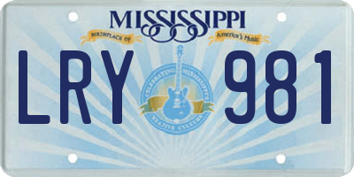 MS license plate LRY981