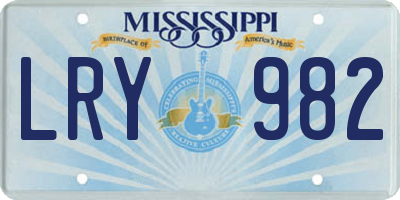 MS license plate LRY982