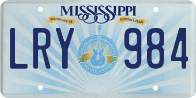 MS license plate LRY984