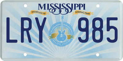 MS license plate LRY985