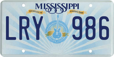 MS license plate LRY986