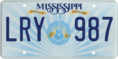 MS license plate LRY987
