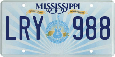 MS license plate LRY988
