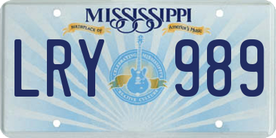 MS license plate LRY989