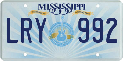 MS license plate LRY992