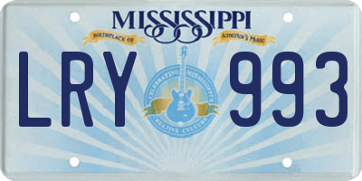 MS license plate LRY993