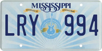 MS license plate LRY994