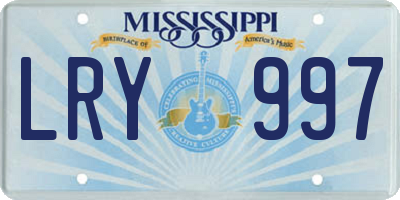 MS license plate LRY997