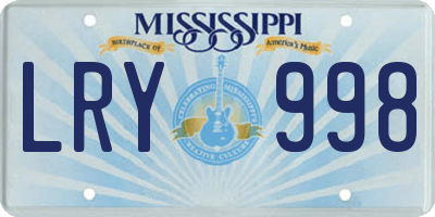 MS license plate LRY998