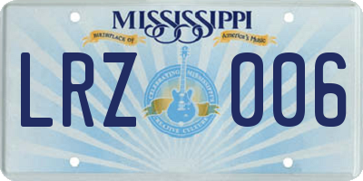 MS license plate LRZ006