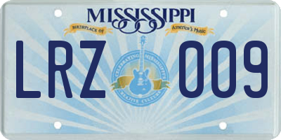 MS license plate LRZ009