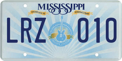 MS license plate LRZ010