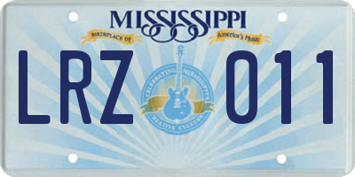 MS license plate LRZ011