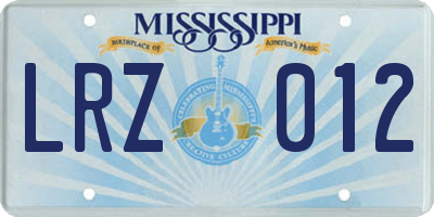 MS license plate LRZ012