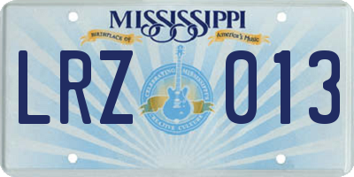 MS license plate LRZ013
