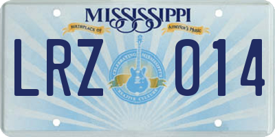 MS license plate LRZ014