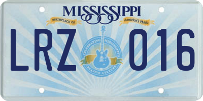 MS license plate LRZ016