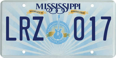 MS license plate LRZ017