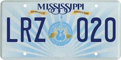 MS license plate LRZ020