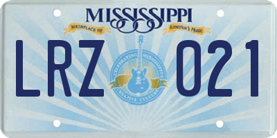 MS license plate LRZ021