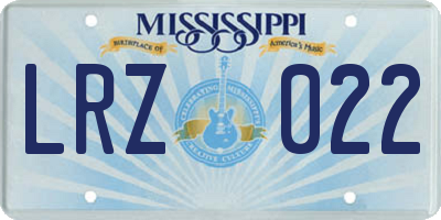MS license plate LRZ022