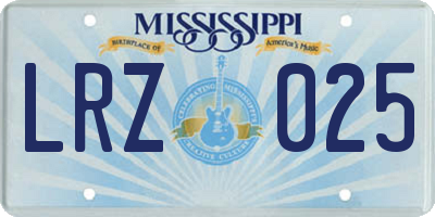 MS license plate LRZ025