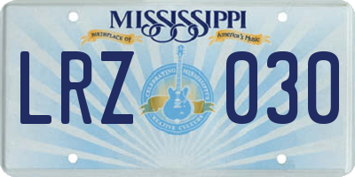 MS license plate LRZ030