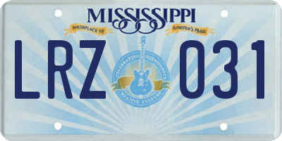 MS license plate LRZ031