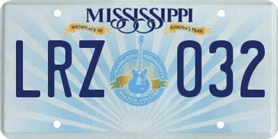 MS license plate LRZ032