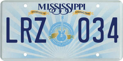 MS license plate LRZ034