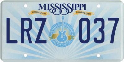 MS license plate LRZ037